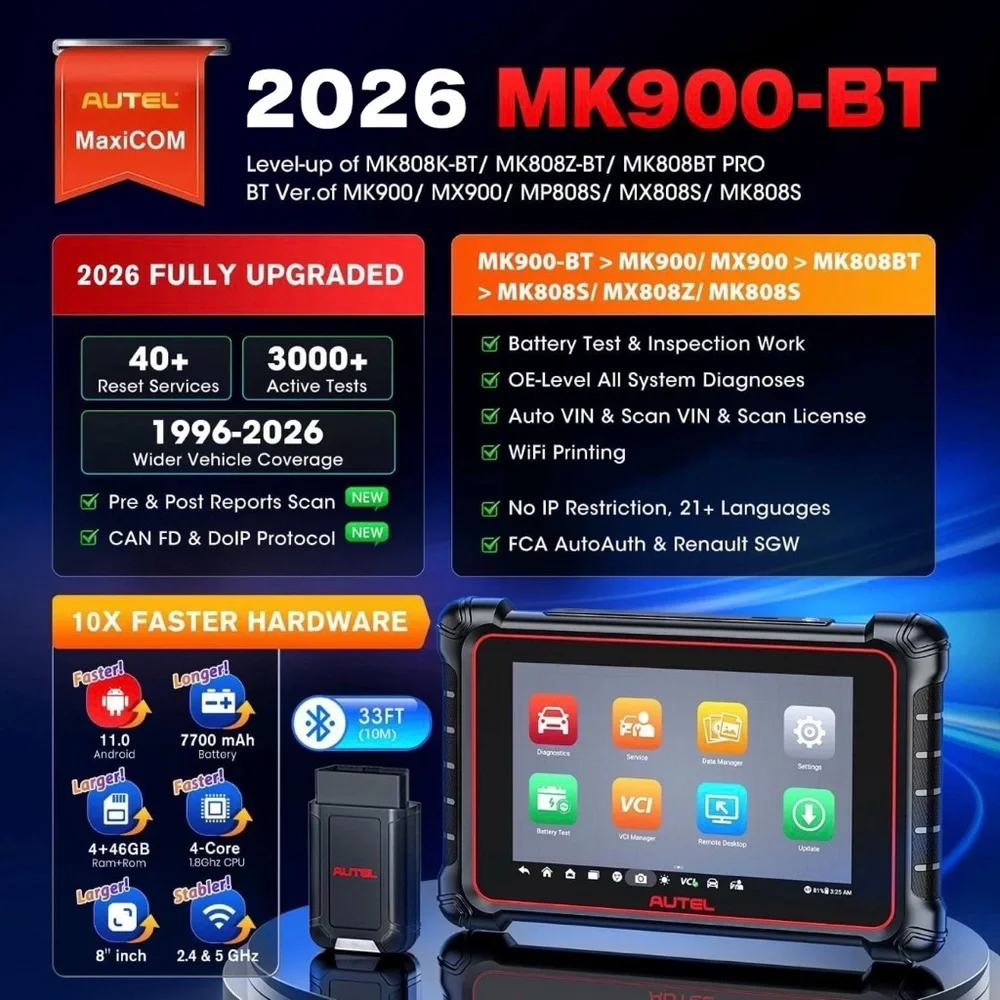 Autel MaxiCOM MK900-BT Full System Bidirectional OBD2 Scanner Tool AUTOVIN